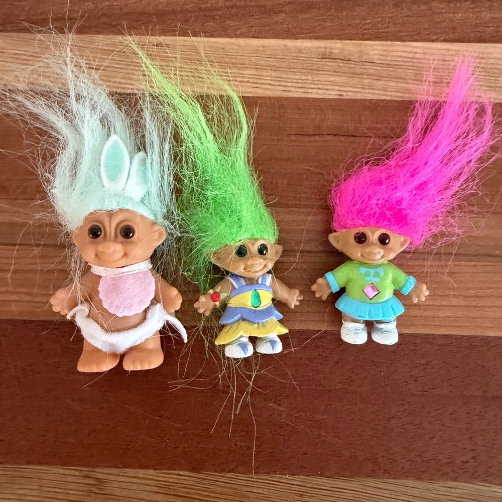 Vintage Troll Dolls 1980s lot of 3
